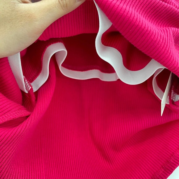 Anthropologie NWT Layered Cutout Tank Womens Sz Lg Pink Mock Neck Ribbed - Picture 9 of 9
